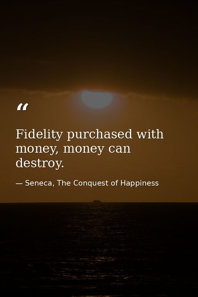 Fidelity purchased with money, money can destroy. — Seneca, The Conquest of Happiness