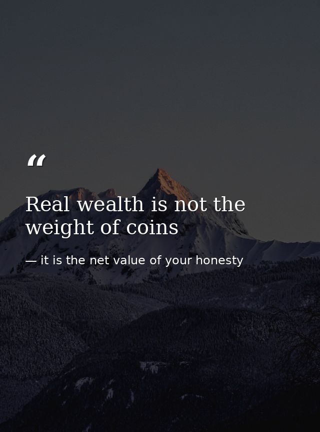 Real wealth is not the weight of coins — it is the net value of your honesty