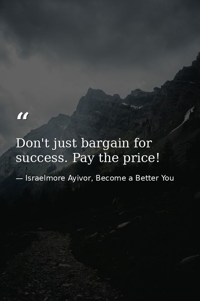 Don't just bargain for success. Pay the price! — Israelmore Ayivor, Become a Better You