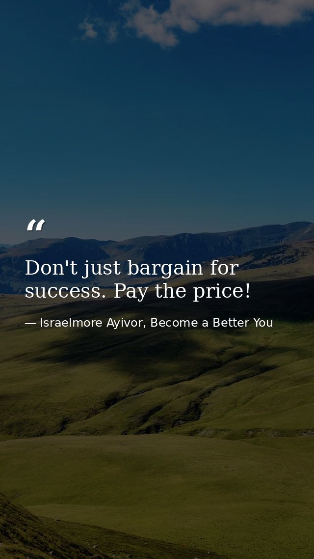 Don't just bargain for success. Pay the price! — Israelmore Ayivor, Become a Better You