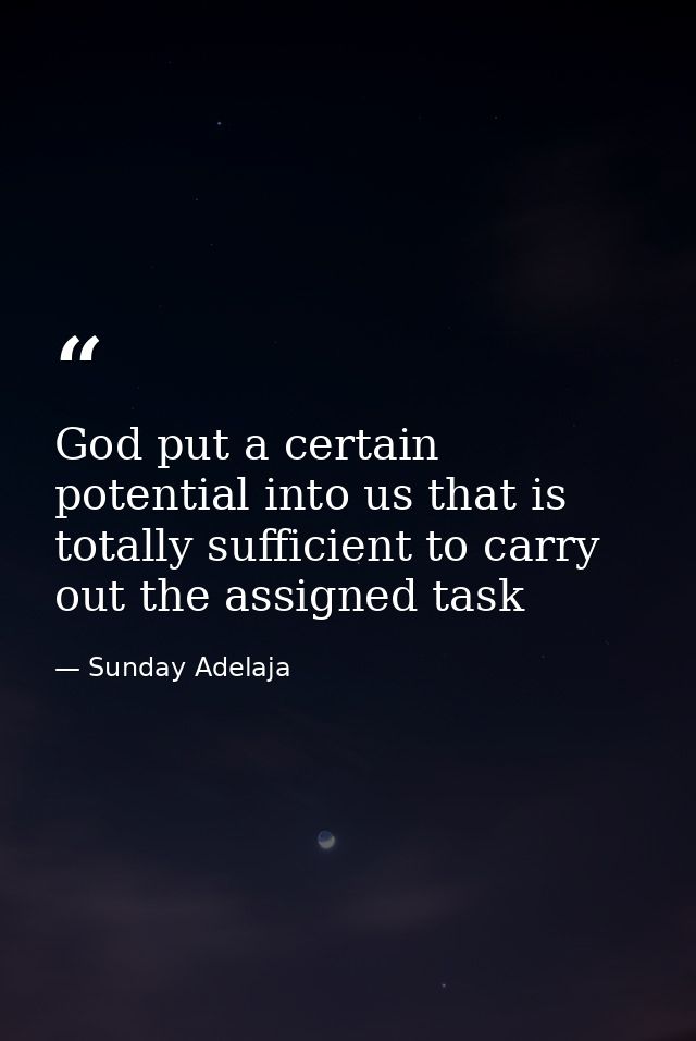 God put a certain potential into us that is totally sufficient to carry out the assigned task — Sunday Adelaja