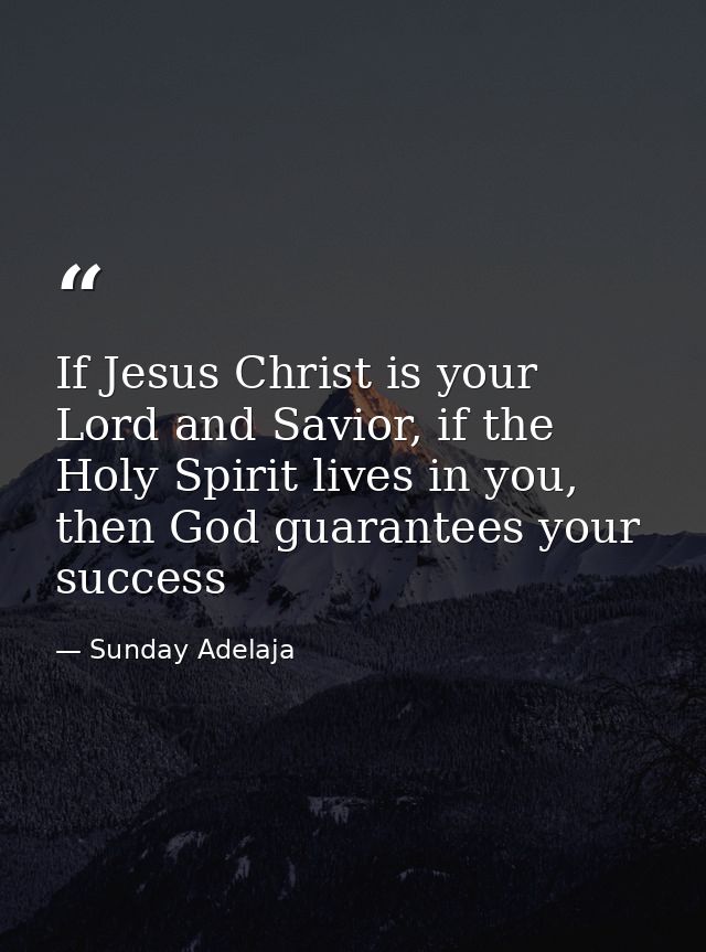 If Jesus Christ is your Lord and Savior, if the Holy Spirit lives in you, then God guarantees your success — Sunday Adelaja