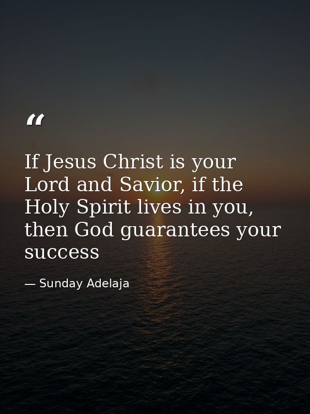 If Jesus Christ is your Lord and Savior, if the Holy Spirit lives in you, then God guarantees your success — Sunday Adelaja