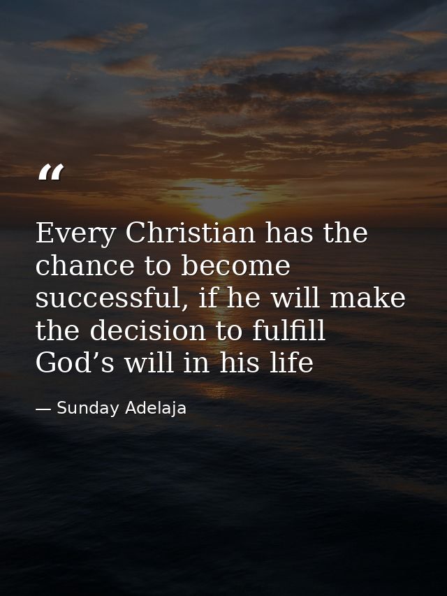 Every Christian has the chance to become successful, if he will make the decision to fulfill God’s will in his life — Sunday Adelaja