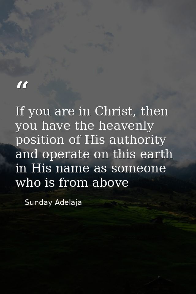 If you are in Christ, then you have the heavenly position of His authority and operate on this earth in His name as some — Sunday Adelaja