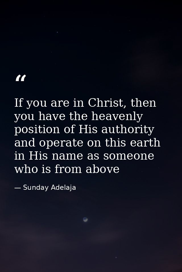 If you are in Christ, then you have the heavenly position of His authority and operate on this earth in His name as some — Sunday Adelaja
