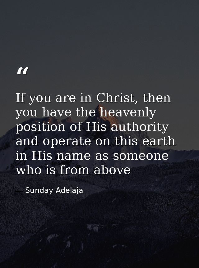 If you are in Christ, then you have the heavenly position of His authority and operate on this earth in His name as some — Sunday Adelaja