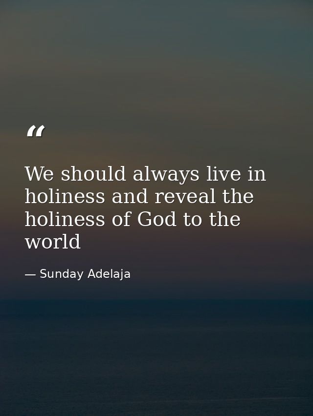 We should always live in holiness and reveal the holiness of God to the world — Sunday Adelaja