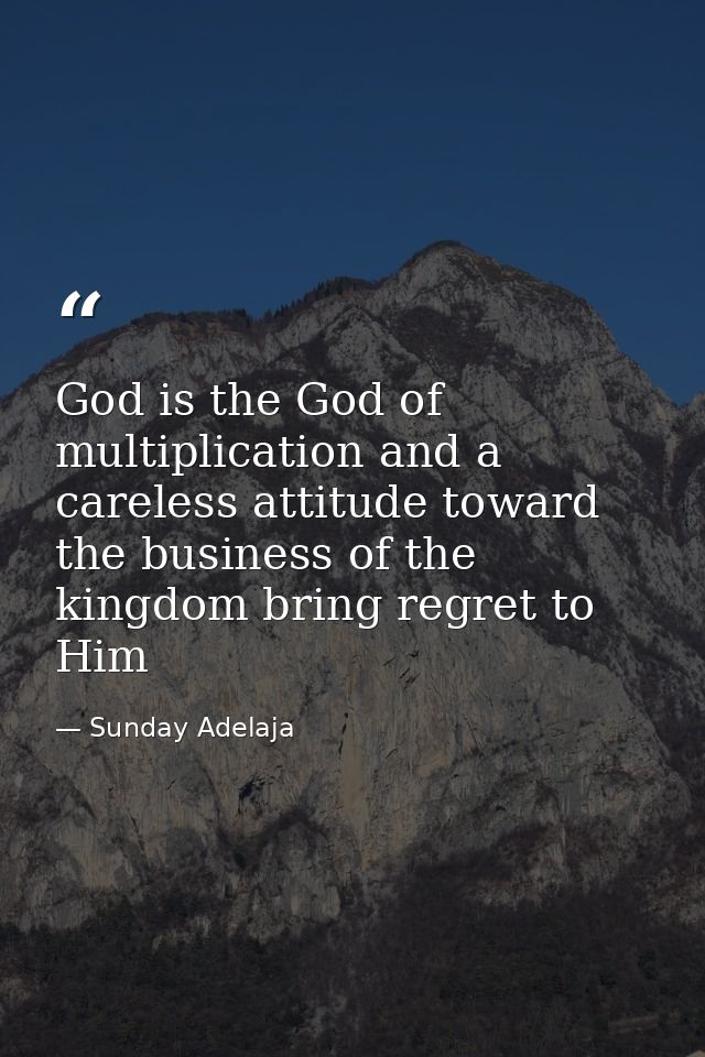 God is the God of multiplication and a careless attitude toward the business of the kingdom bring regret to Him — Sunday Adelaja