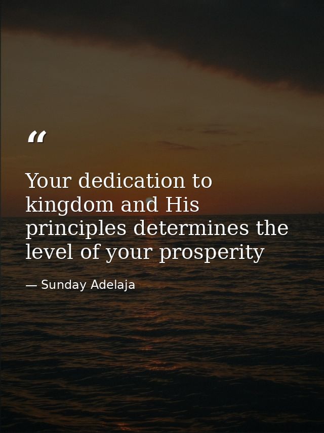 Your dedication to kingdom and His principles determines the level of your prosperity — Sunday Adelaja