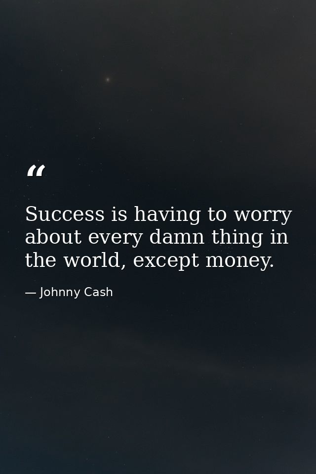 Success is having to worry about every damn thing in the world, except money. — Johnny Cash