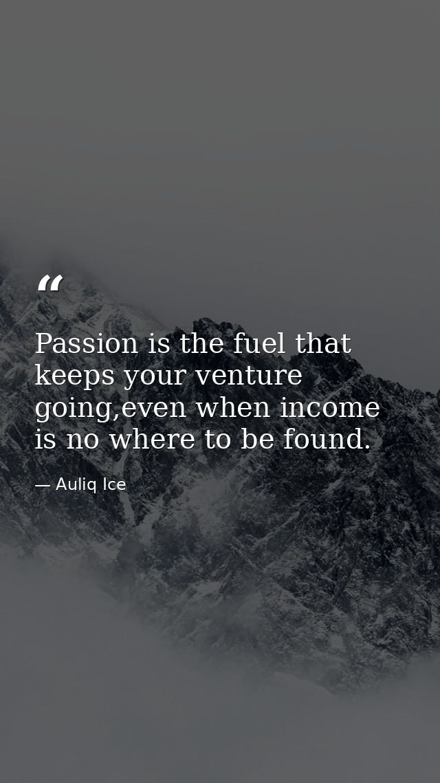 Passion is the fuel that keeps your venture going,even when income is no where to be found. — Auliq Ice
