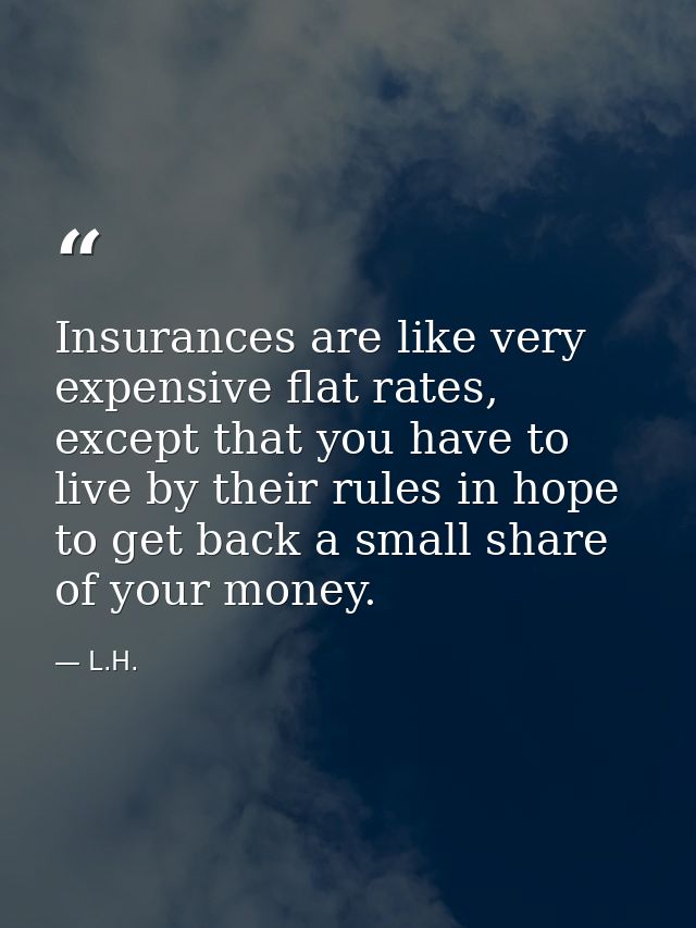 Insurances are like very expensive flat rates, except that you have to live by their rules in hope to get back a small s — L.H.