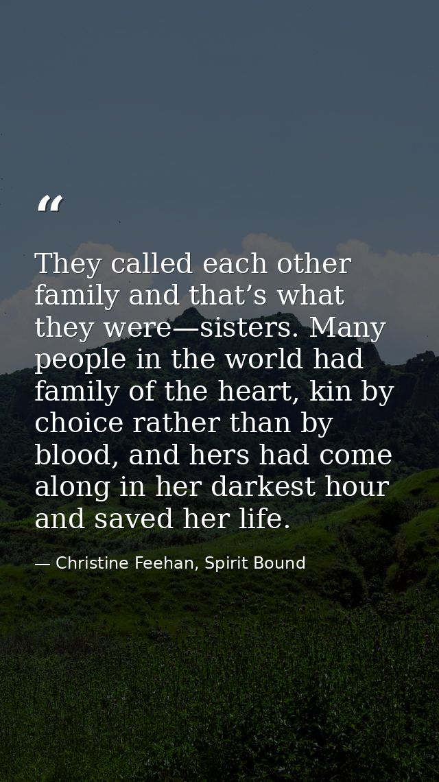 They called each other family and that’s what they were—sisters. Many people in the world had family of the heart, kin b — Christine Feehan, Spirit Bound