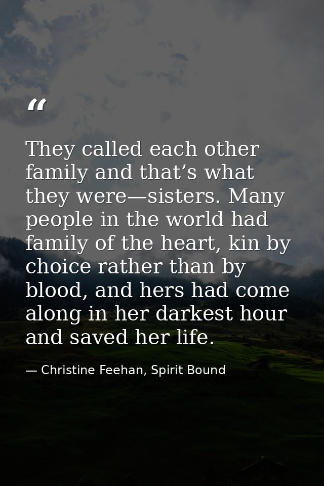 They called each other family and that’s what they were—sisters. Many people in the world had family of the heart, kin b — Christine Feehan, Spirit Bound