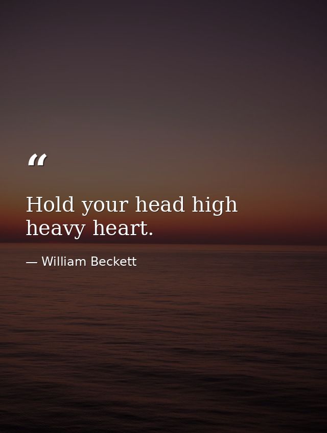 Hold your head high heavy heart. — William Beckett