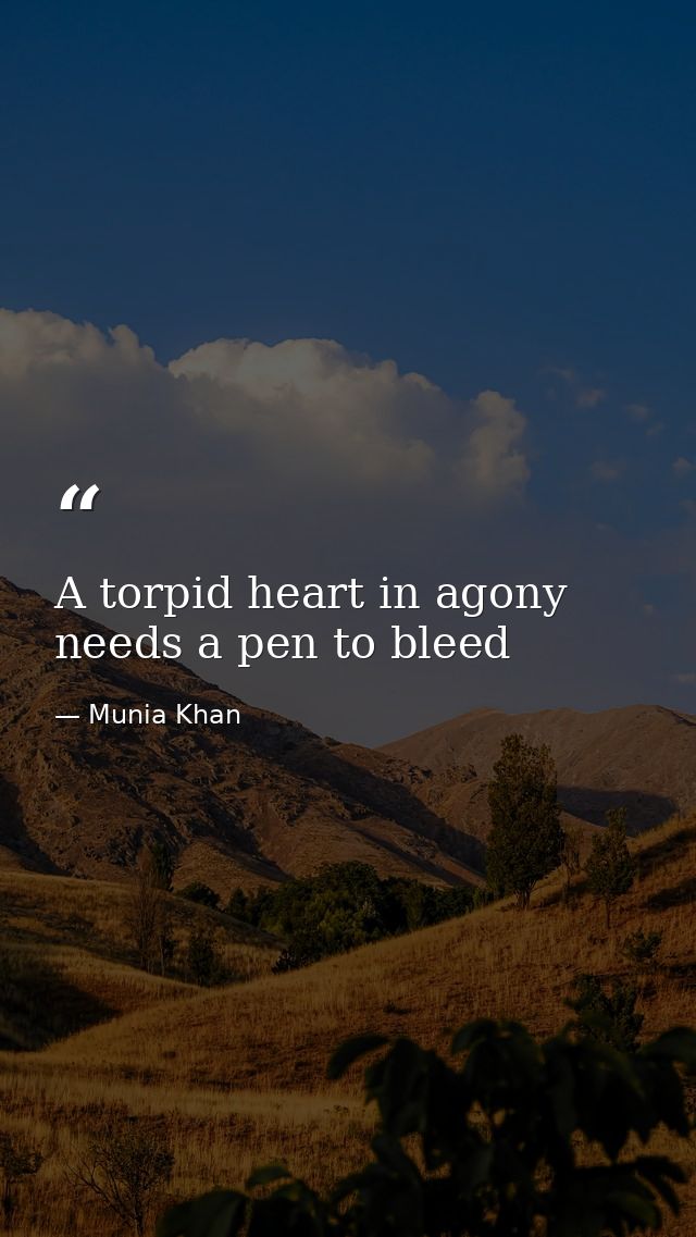 A torpid heart in agony needs a pen to bleed — Munia Khan