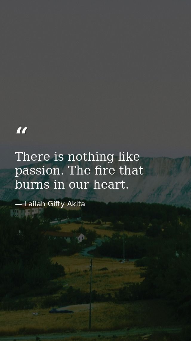 There is nothing like passion. The fire that burns in our heart. — Lailah Gifty Akita