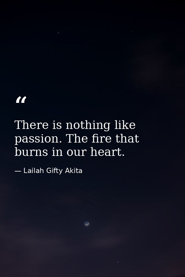 There is nothing like passion. The fire that burns in our heart. — Lailah Gifty Akita