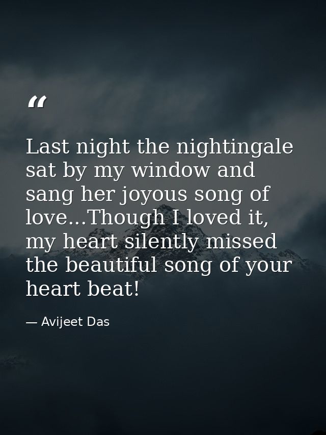 Last night the nightingale sat by my window and sang her joyous song of love...Though I loved it, my heart silently miss — Avijeet Das