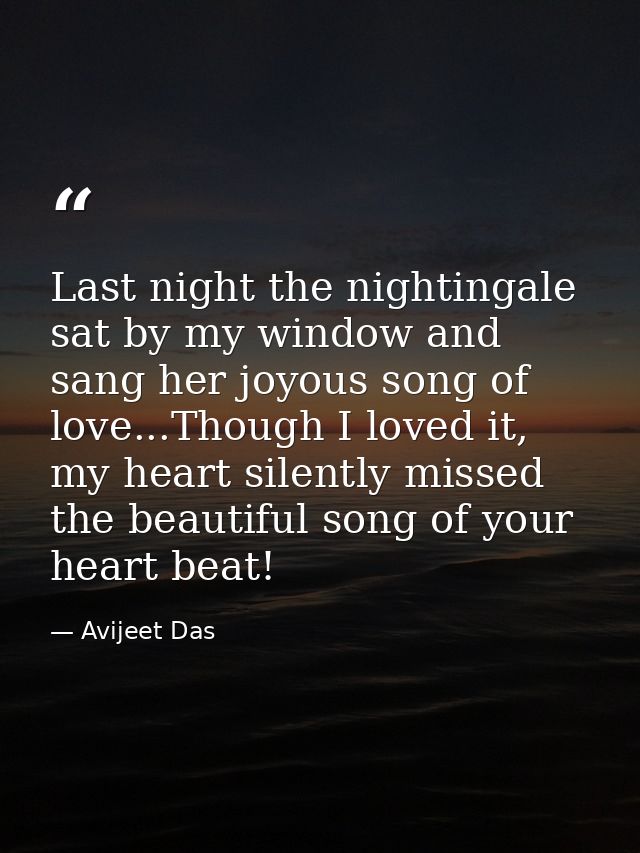 Last night the nightingale sat by my window and sang her joyous song of love...Though I loved it, my heart silently miss — Avijeet Das