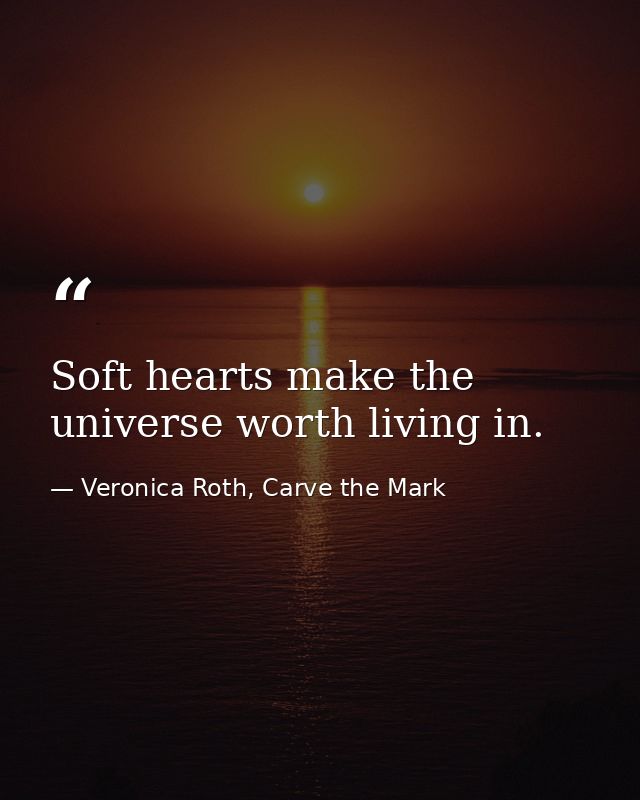 Soft hearts make the universe worth living in. — Veronica Roth, Carve the Mark