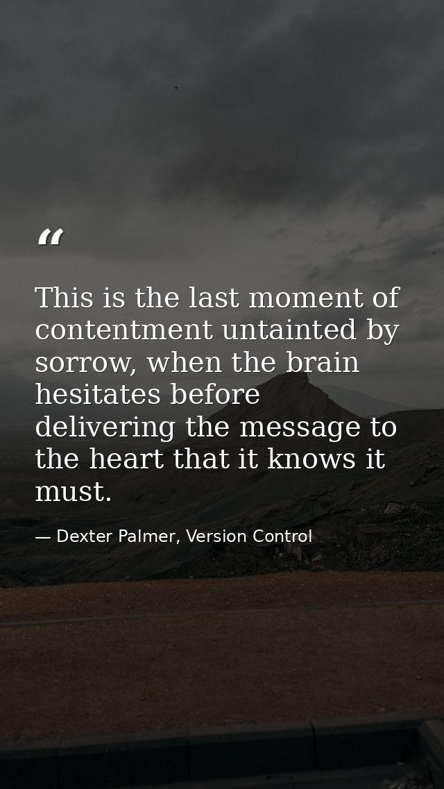 This is the last moment of contentment untainted by sorrow, when the brain hesitates before delivering the message to th — Dexter Palmer, Version Control