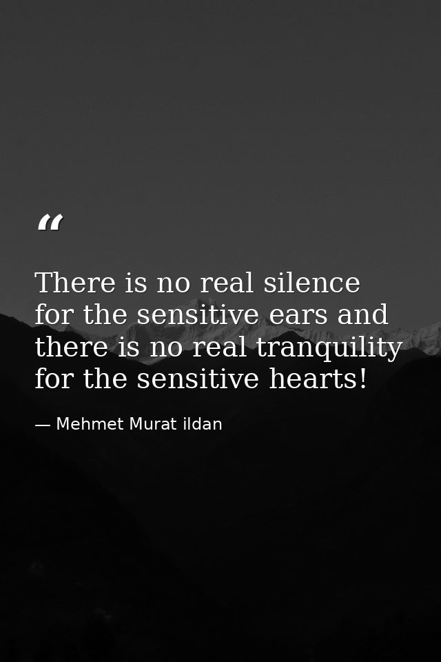 There is no real silence for the sensitive ears and there is no real tranquility for the sensitive hearts! — Mehmet Murat ildan