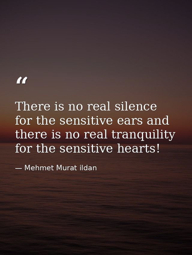 There is no real silence for the sensitive ears and there is no real tranquility for the sensitive hearts! — Mehmet Murat ildan