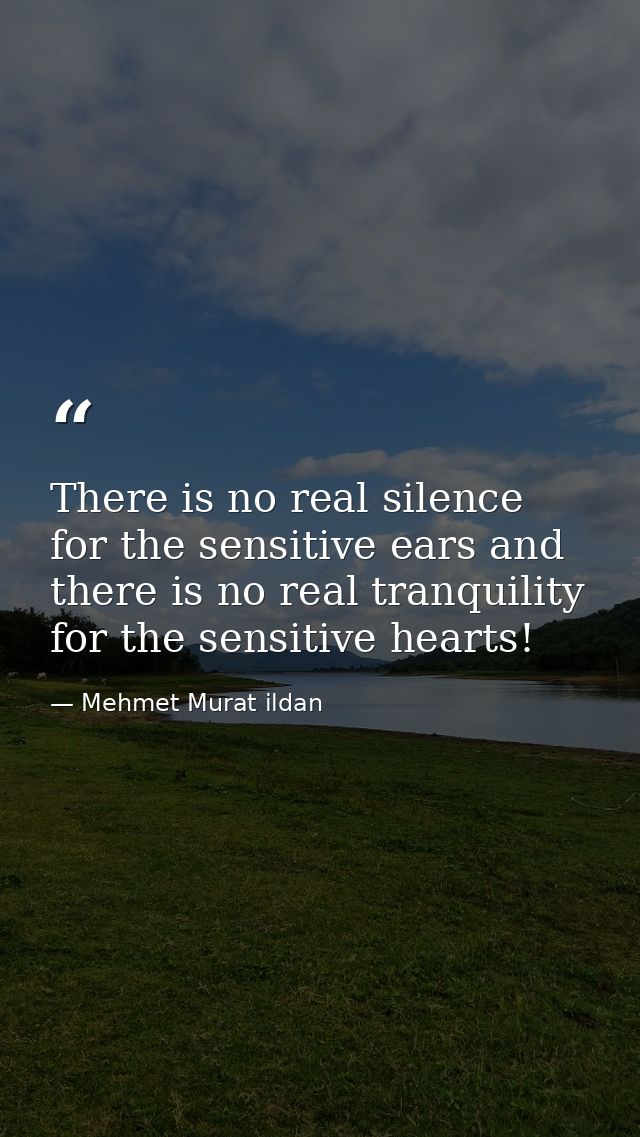 There is no real silence for the sensitive ears and there is no real tranquility for the sensitive hearts! — Mehmet Murat ildan