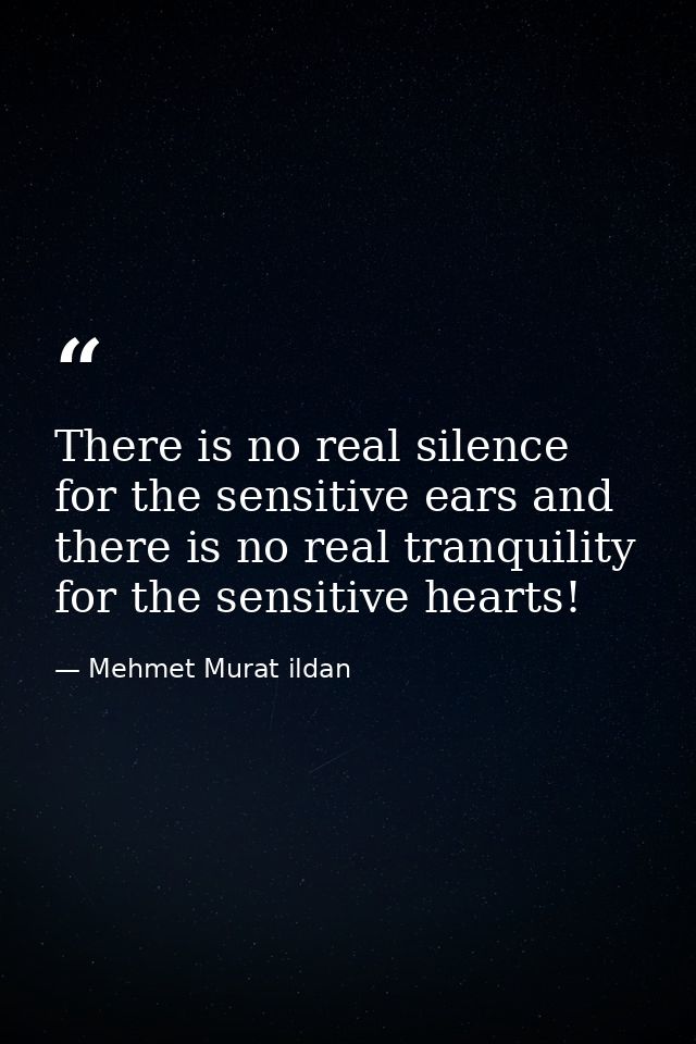 There is no real silence for the sensitive ears and there is no real tranquility for the sensitive hearts! — Mehmet Murat ildan