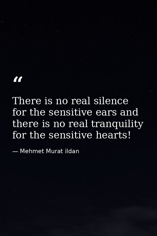 There is no real silence for the sensitive ears and there is no real tranquility for the sensitive hearts! — Mehmet Murat ildan