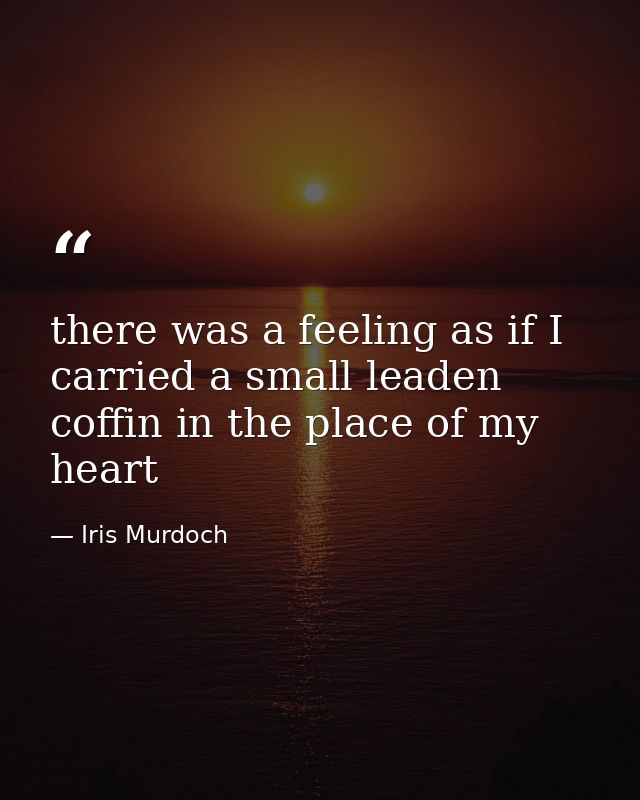 there was a feeling as if I carried a small leaden coffin in the place of my heart — Iris Murdoch