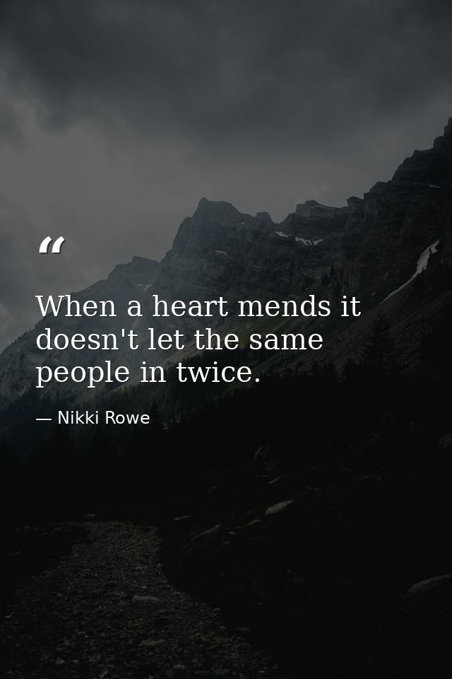 When a heart mends it doesn't let the same people in twice. — Nikki Rowe