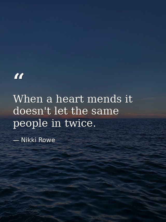 When a heart mends it doesn't let the same people in twice. — Nikki Rowe