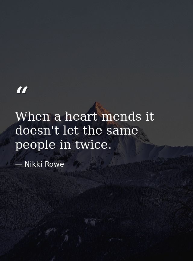 When a heart mends it doesn't let the same people in twice. — Nikki Rowe