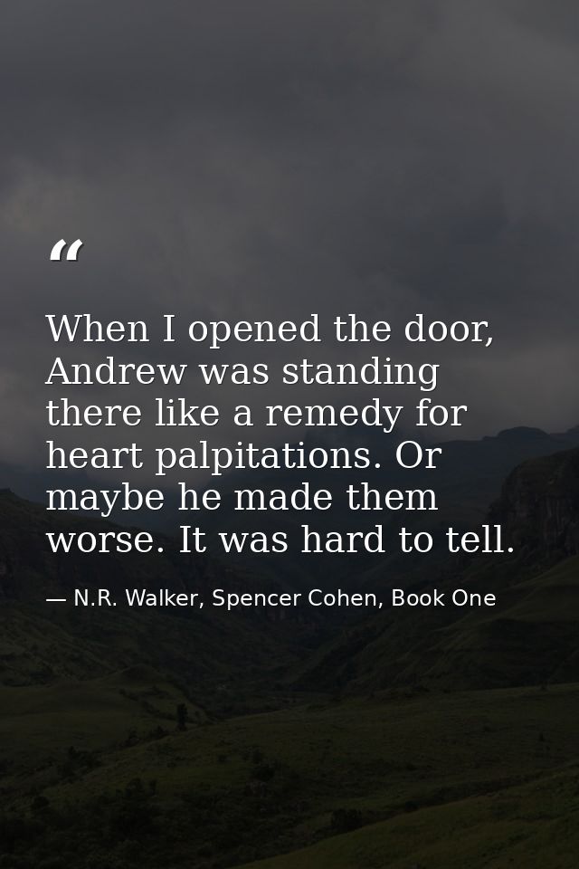 When I opened the door, Andrew was standing there like a remedy for heart palpitations. Or maybe he made them worse. It  — N.R. Walker, Spencer Cohen, Book One