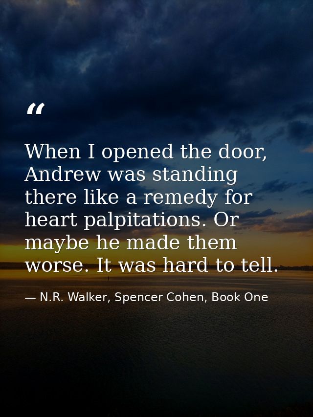 When I opened the door, Andrew was standing there like a remedy for heart palpitations. Or maybe he made them worse. It  — N.R. Walker, Spencer Cohen, Book One