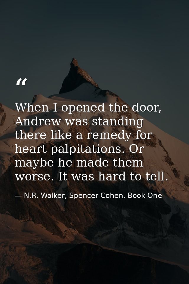 When I opened the door, Andrew was standing there like a remedy for heart palpitations. Or maybe he made them worse. It  — N.R. Walker, Spencer Cohen, Book One