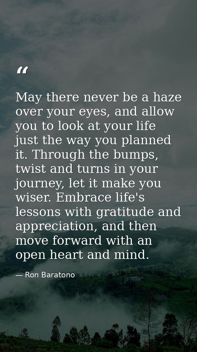May there never be a haze over your eyes, and allow you to look at your life just the way you planned it. Through the bu — Ron Baratono
