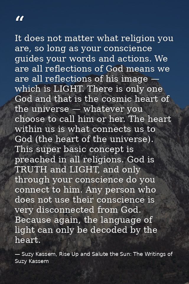 It does not matter what religion you are, so long as your conscience guides your words and actions. We are all reflectio — Suzy Kassem, Rise Up and Salute the Sun: The Writings of Suzy Kassem