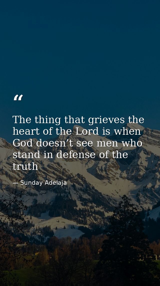The thing that grieves the heart of the Lord is when God doesn’t see men who stand in defense of the truth — Sunday Adelaja