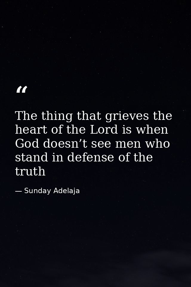 The thing that grieves the heart of the Lord is when God doesn’t see men who stand in defense of the truth — Sunday Adelaja