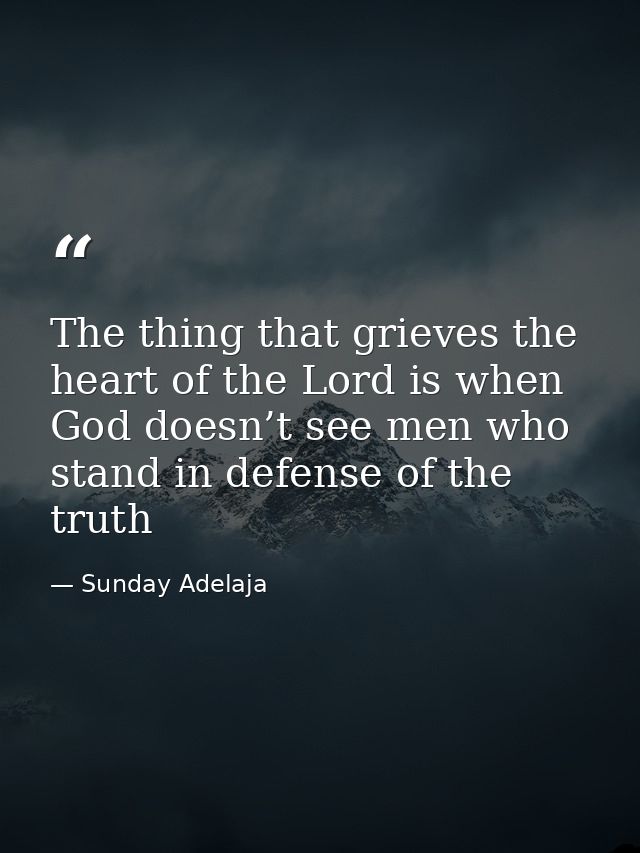The thing that grieves the heart of the Lord is when God doesn’t see men who stand in defense of the truth — Sunday Adelaja
