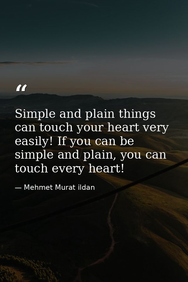 Simple and plain things can touch your heart very easily! If you can be simple and plain, you can touch every heart! — Mehmet Murat ildan