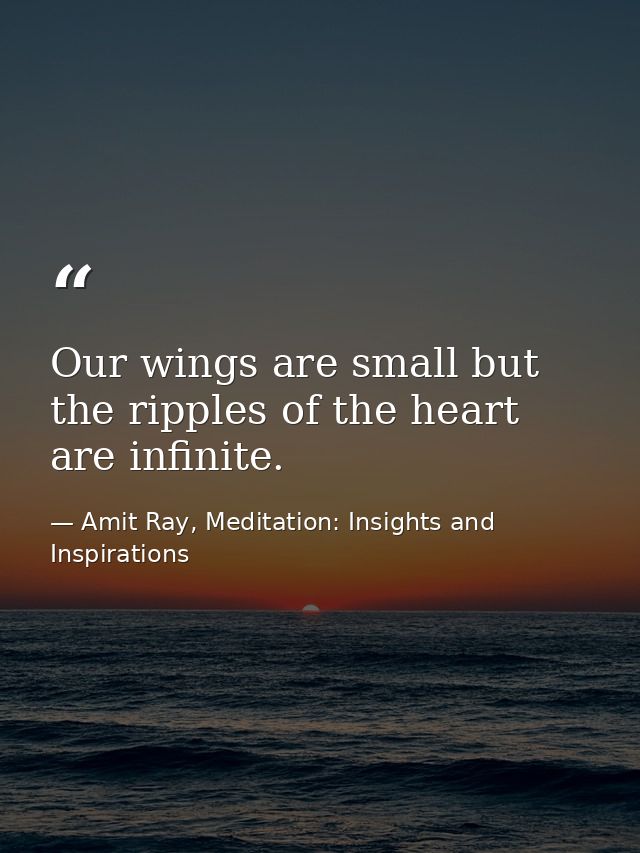 Our wings are small but the ripples of the heart are infinite. — Amit Ray, Meditation: Insights and Inspirations