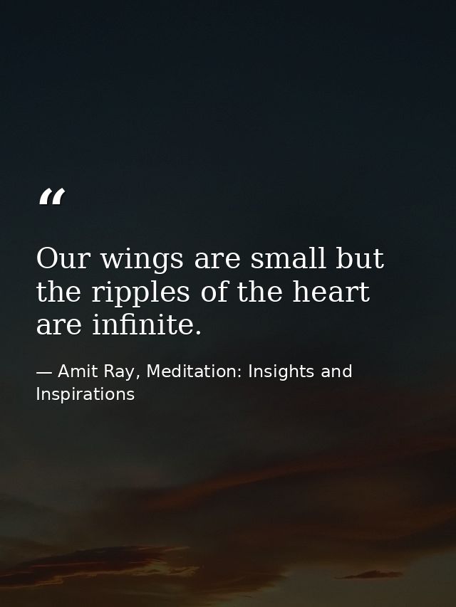 Our wings are small but the ripples of the heart are infinite. — Amit Ray, Meditation: Insights and Inspirations