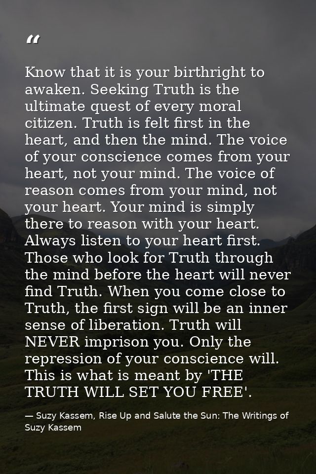 Know that it is your birthright to awaken. Seeking Truth is the ultimate quest of every moral citizen. Truth is felt fir — Suzy Kassem, Rise Up and Salute the Sun: The Writings of Suzy Kassem
