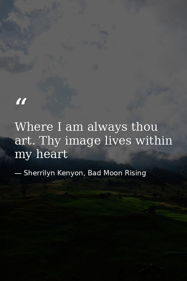 Where I am always thou art. Thy image lives within my heart — Sherrilyn Kenyon, Bad Moon Rising