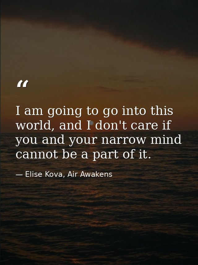 I am going to go into this world, and I don't care if you and your narrow mind cannot be a part of it. — Elise Kova, Air Awakens